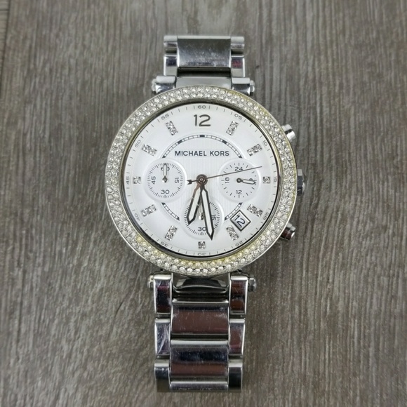 Michael Kors Accessories - Michael Kors Silver-Tone Crystal Chrono Watch